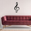 Decoratiune de perete, Treble Clef, Metal, Dimensiune: 28 x 59 cm, Negru
