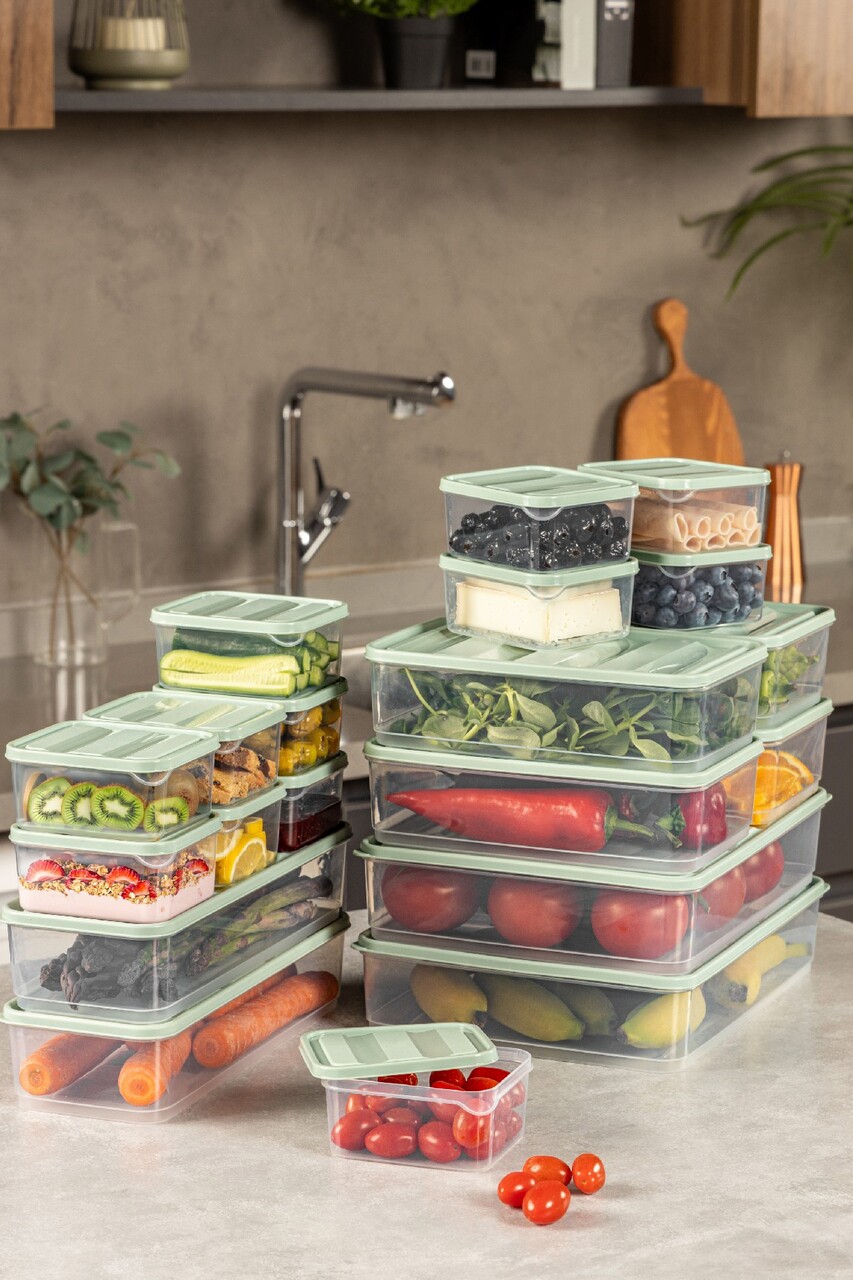 Set recipiente depozitare, Hermia, 964FRM5728, Dimensiune: 23 x 15 x 7 cm / 1750 ml (4 bucăți), Verde menta - imagine 2