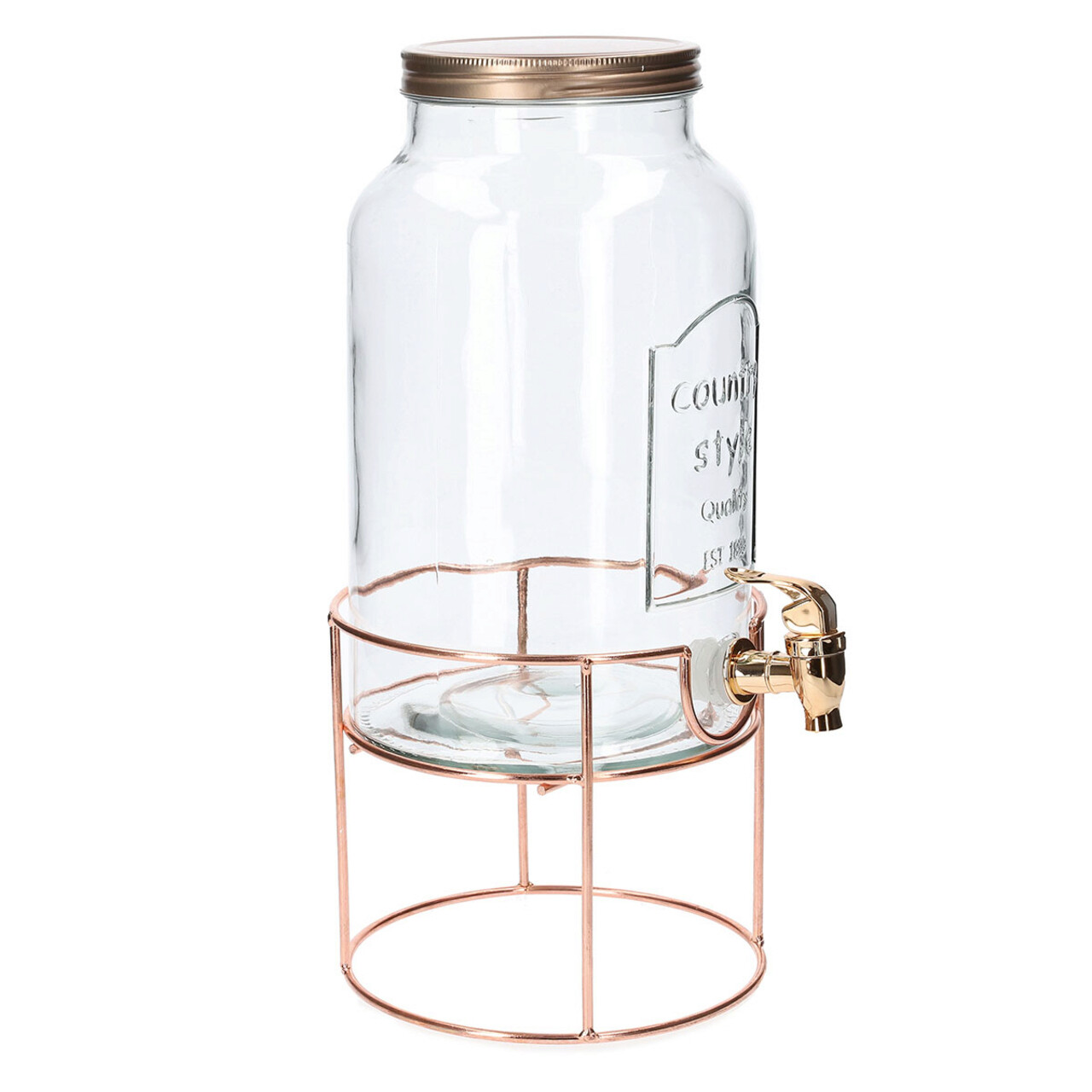 Dozator pentru bauturi cu suport Nerso, Homla, 5.5 L, sticla/metal, transparent/auriu - 2 | YEO