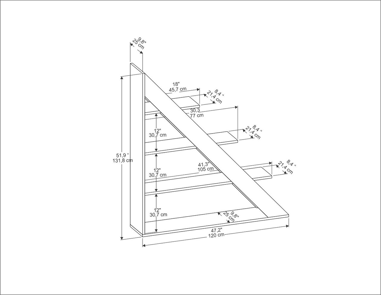 Corp biblioteca, Zena Home, Pisagor, 120x131.8x25 cm, PAL, Alb