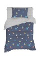 Lenjerie de pat pentru o persoana, Uzay - Dark Blue, Eponj Home, 65% bumbac/35% poliester