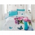Lenjerie de pat dubla Spring Fuchsia, 4 piese, 240 x 260 cm, 100% bumbac ranforce, multicolora