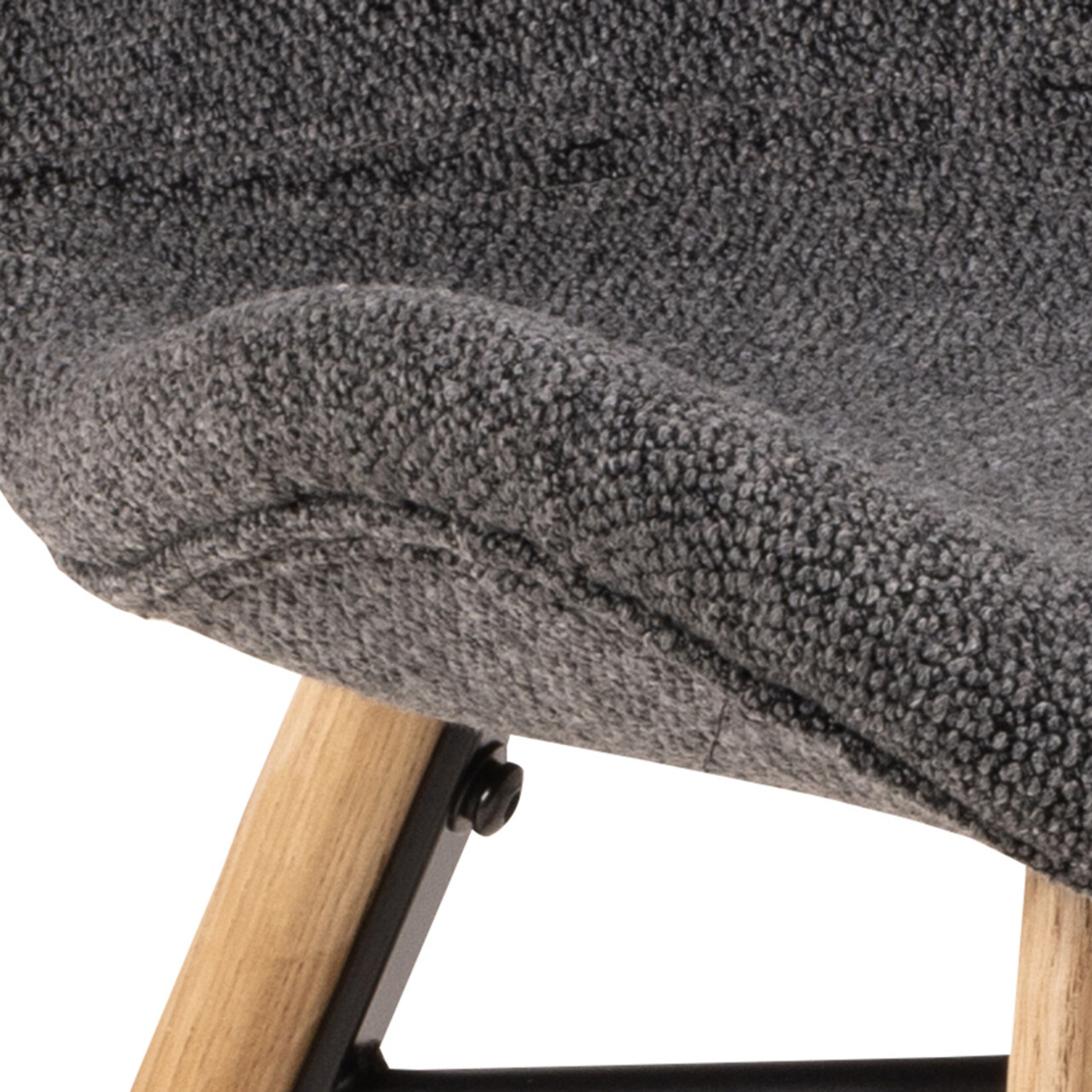 Scaun Batilda -A1, Actona, 47x53x82.5 cm, tesatura Boucle/lemn de stejar, antracit - view 2