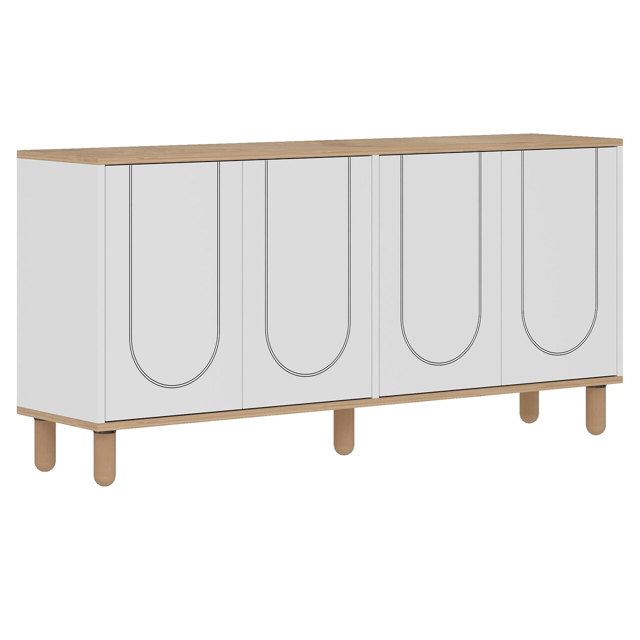 Consola, Hanah Home, Elaris, 150x73x36 cm, PAL, Stejar Safir / Alb - imagine 5