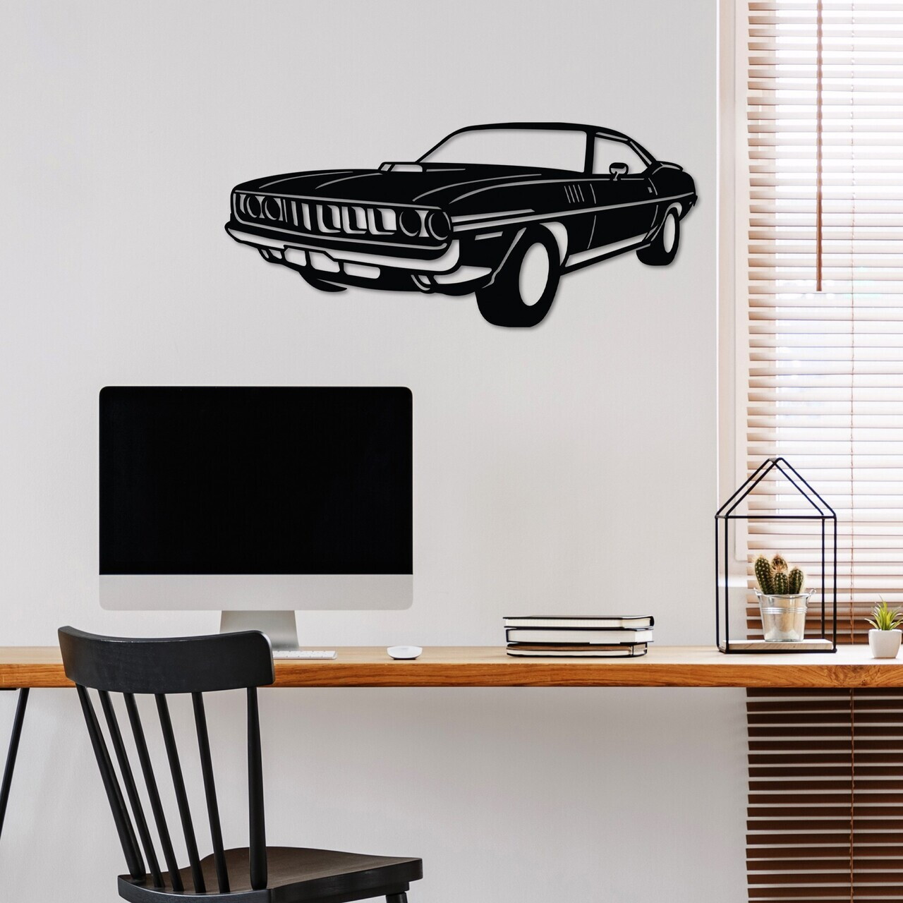 Decoratiune de perete, Plymouth Barracuda 1971, Dimensiune: 60 x 26 cm , Negru — imaginea 2