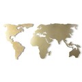 Decoratiune de perete, World Map Silhouette XL, Metal, Dimensiune: 85 x 170 cm, Auriu