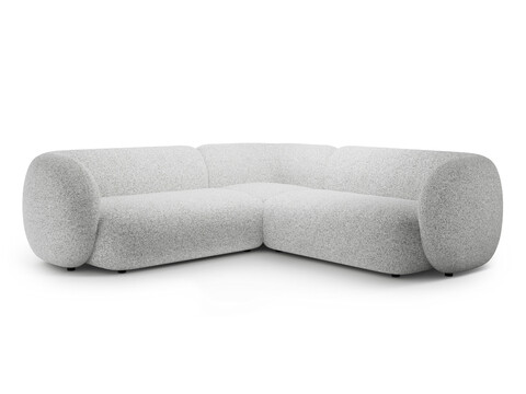 Coltar simetric 5 locuri, Kate, Micadoni, 252x252x76 cm, tesatura structurata, gri deschis melanj