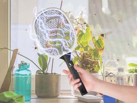 Paleta electrica impotriva insectelor Beper, 2 W, 9x7x53 cm, metal/ABS, negru/alb