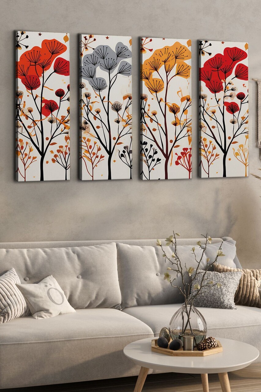 Set 4 tablouri decorative Ersycnvs4Asm2 Dimensiune: 30 x 90 cm (4 bucăți) Multicolor