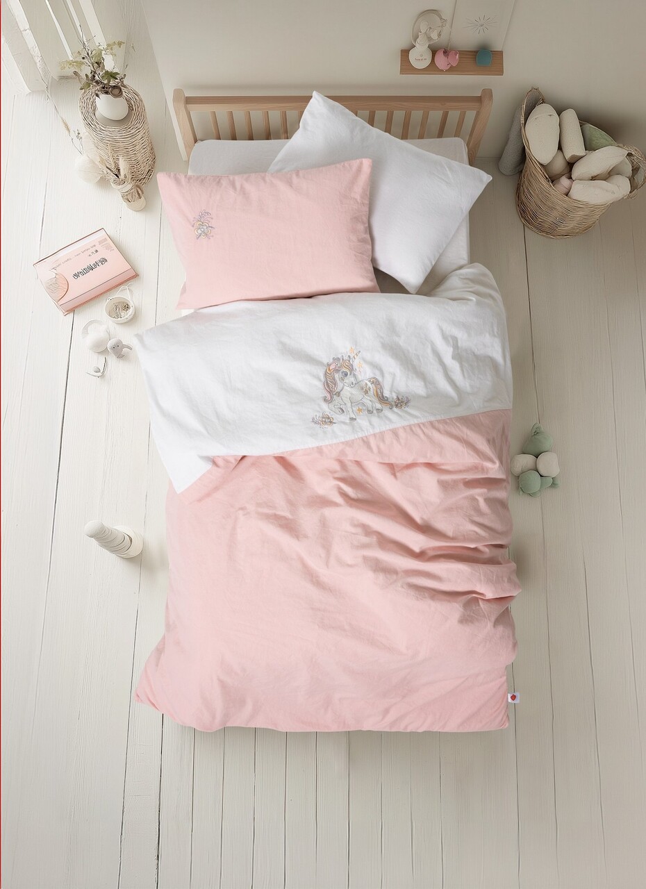 Lenjerie de pat pentru copii, Bonic - White, Cotton Box, Bumbac