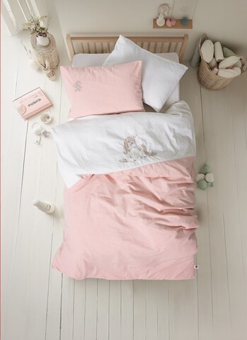 Lenjerie de pat pentru copii, Bonic - White, Cotton Box, Bumbac 