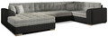 Coltar extensibil stanga 5 locuri ELTAP, Damario, 338x189x78 cm, lemn/poliester, gri/negru