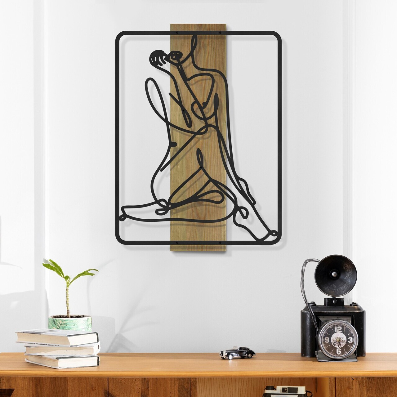 Decoratiune de perete, Muse, Cadru: Lemn (Grosime: 2 cm), Verde/Negru — imaginea 3