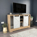 Comoda TV, Retricy, Ahris, 140x35x85 cm, PAL, Stejar / Alb