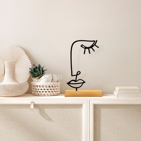 Decoratiune, Look, 29x8x17 cm, Metal, Lemn/Negru