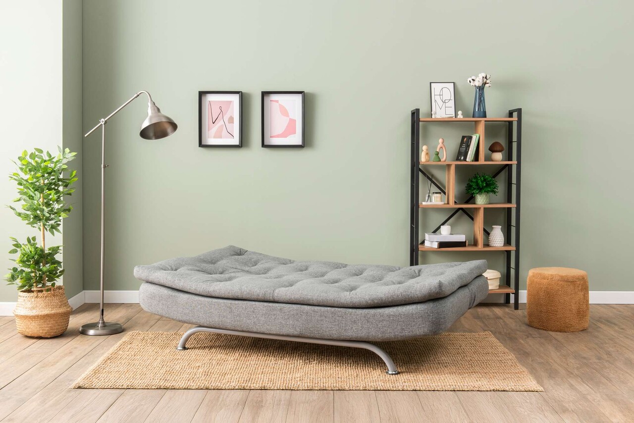 Canapea extensibila cu 3 locuri, Futon, 859FTN2897, Metal , Gri deschis - 2 | YEO