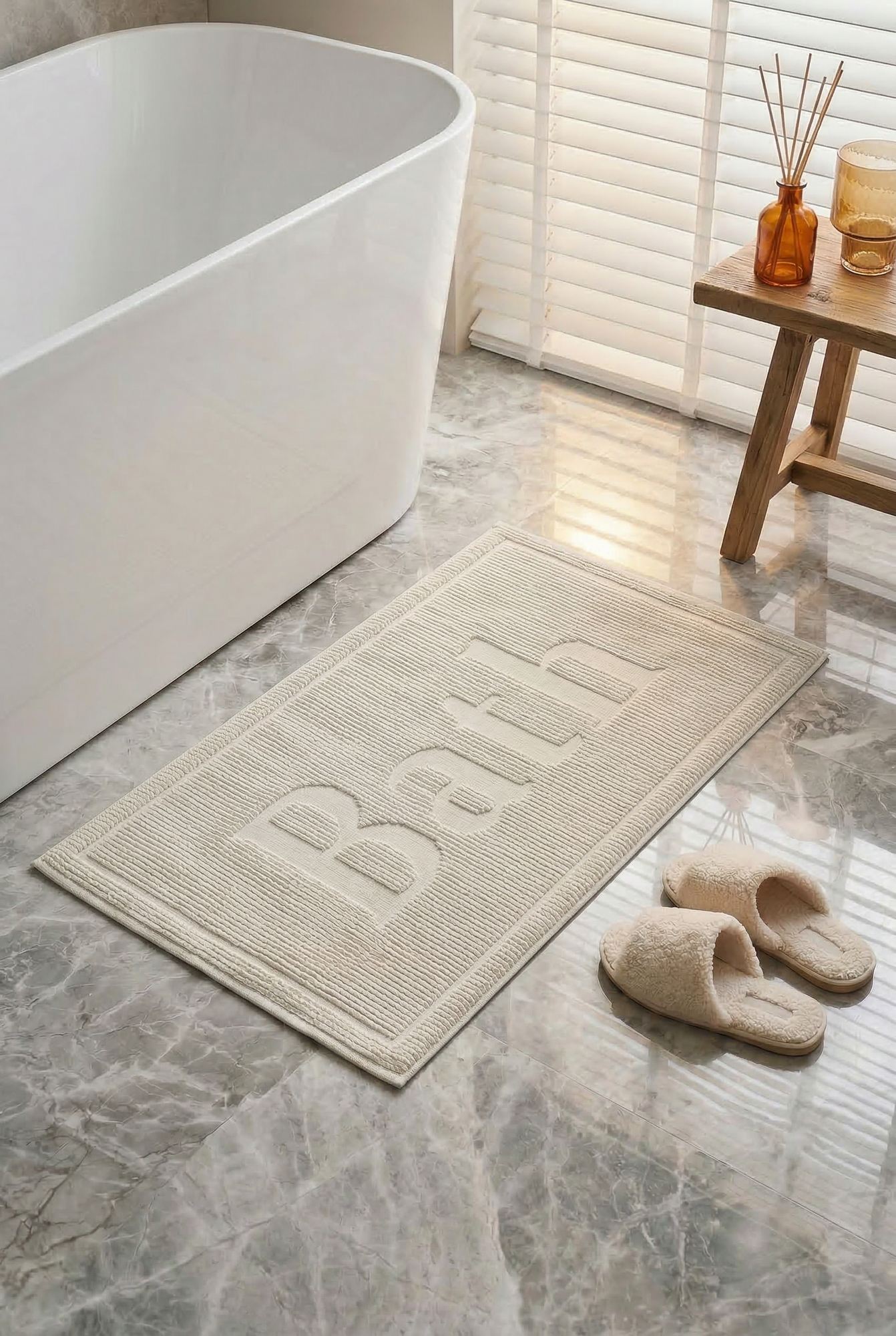 Set covorase de baie 2 piese, L'essentiel Maison, Bath, Ecru