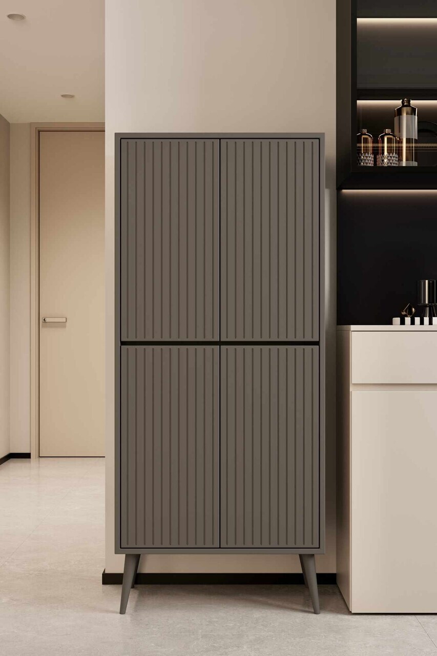 Dulap pentru bucatarie, Hanah Home, Capella, 69x158x32 cm, MDF, Gri - view 2