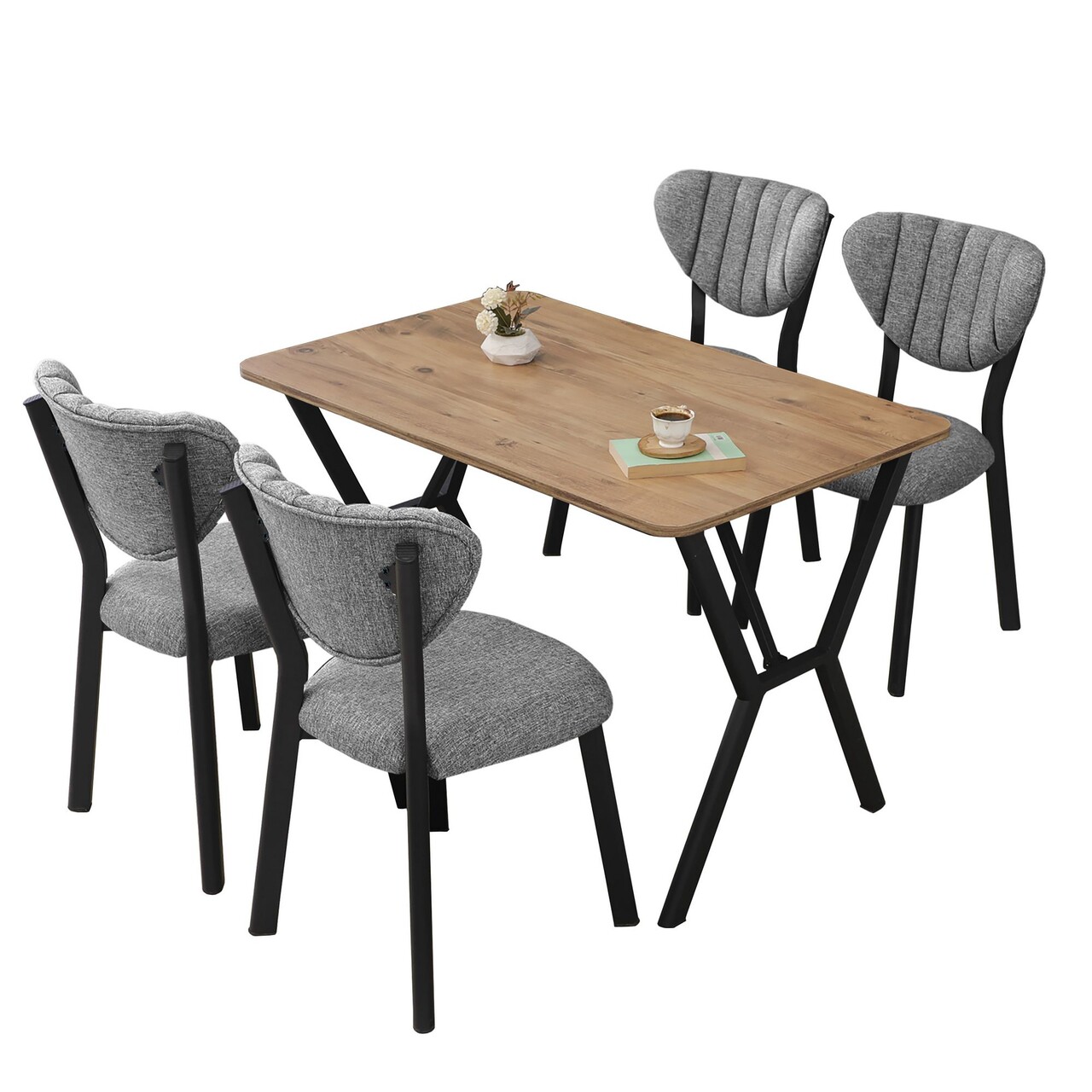 Set masa extensibila si scaune, Hanah Home, Elma, Gri/Nuc - view 3