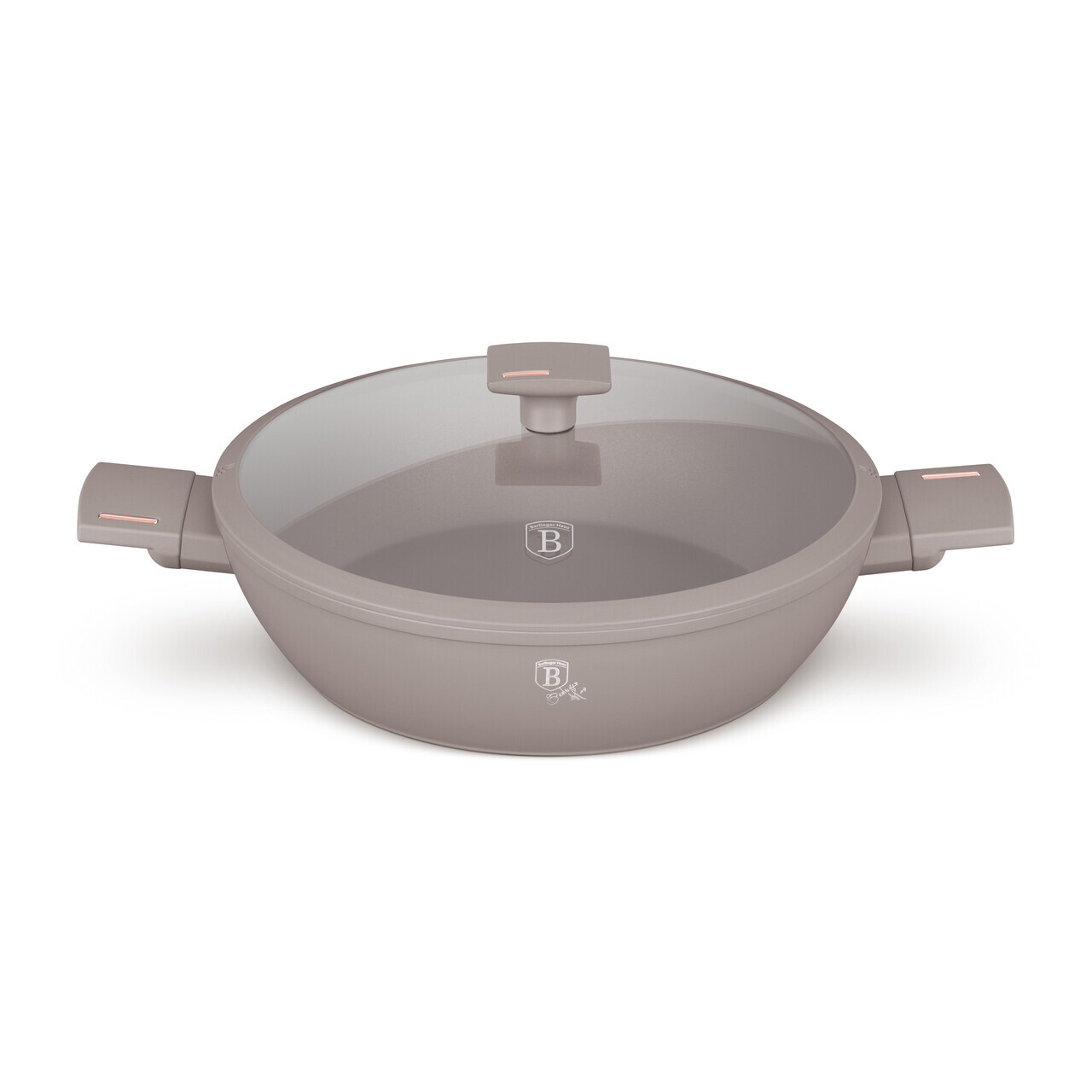 Oala cu capac Berlinger Haus, Taupe, 30 cm, 4.5 L, aluminiu forjat, taupe mat - imagine 5