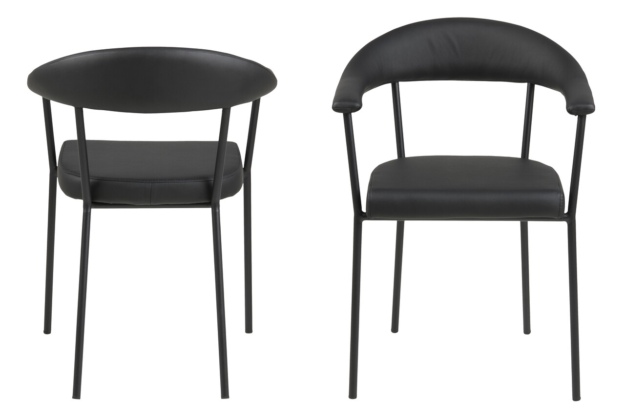 Scaun Ava, Actona, 56x52.5x77.5 cm, piele ecologica/otel, negru - view 11
