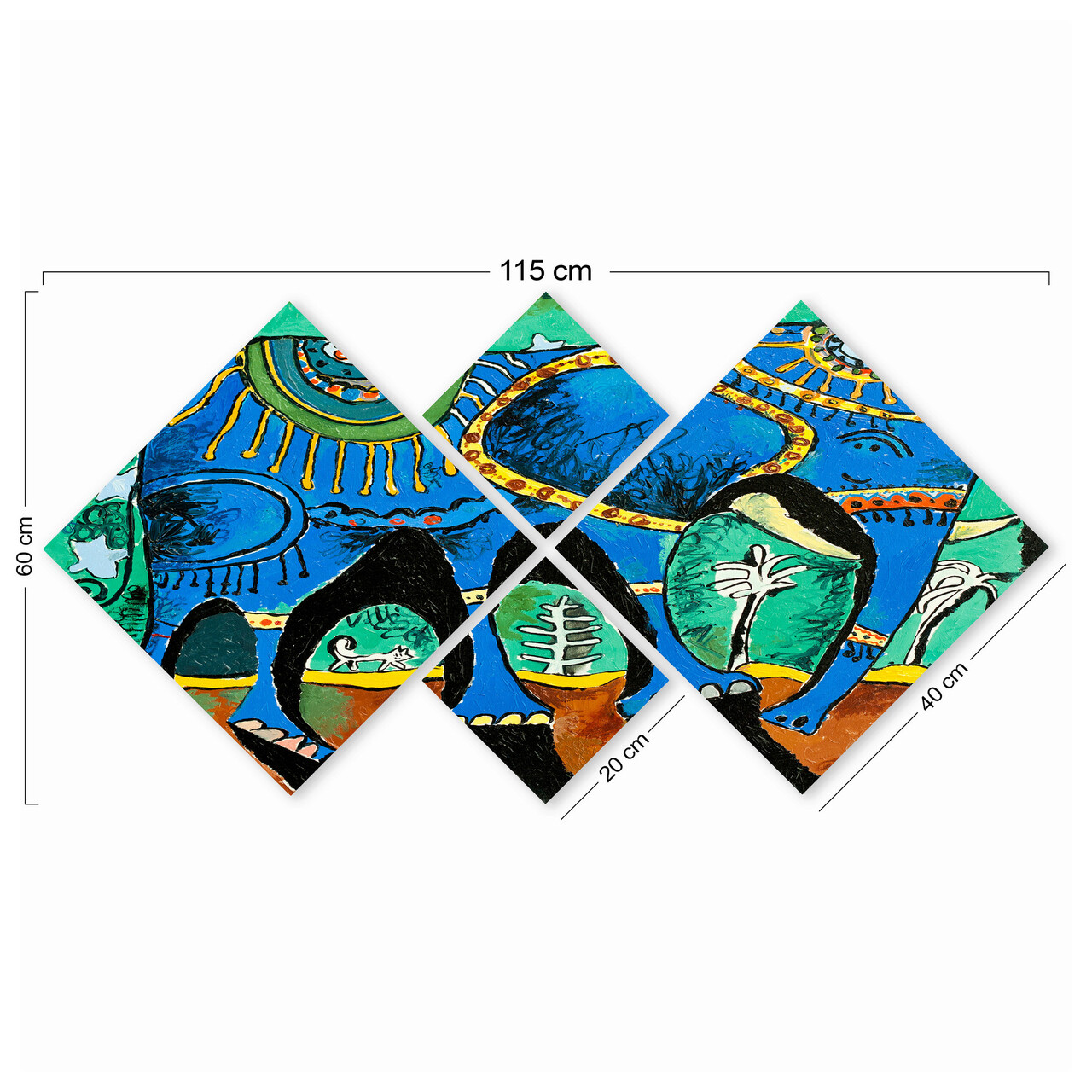 Set 4 tablouri decorative, 4MDF163361375, MDF, Imprimat UV, Multicolor - 2 | YEO