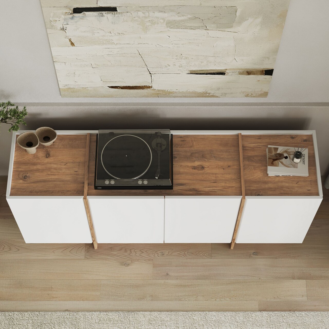 Consola, Nordure, Dorma, 180x80x45 cm, Alb/Pin Atlantic - imagine 5