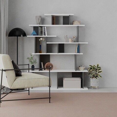 Corp biblioteca, homitis, apollon, 120x149x29.2 cm, antracit/alb