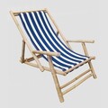 Sezlong Mare, Homla, 60x115x83 cm, bambus/poliester, natur/albastru