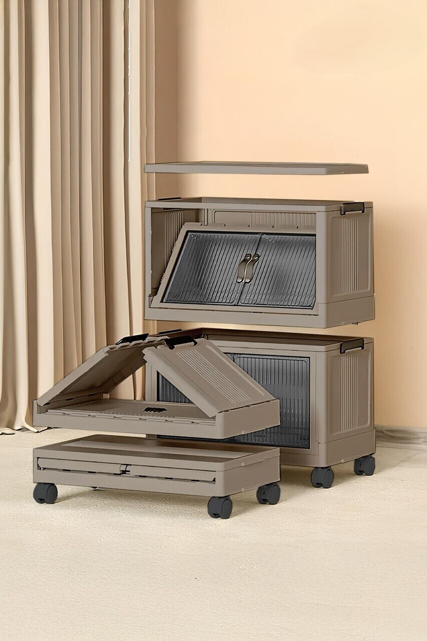 Dulap multifunctional, Hanah Home, Lavine 67, 32x67x56 cm, PLASTIC, Albastru deschis — imaginea 3