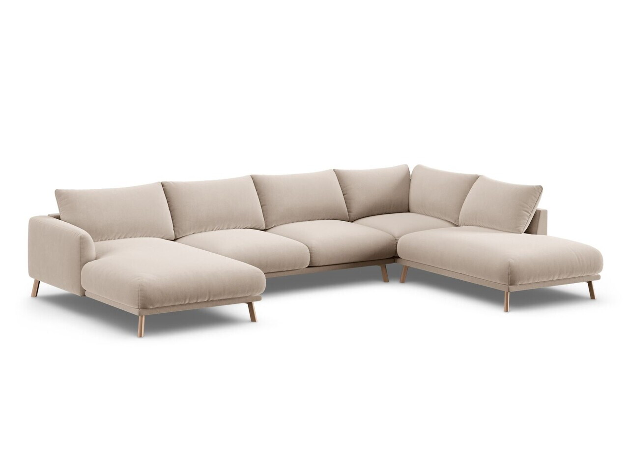Coltar panoramic dreapta 6 locuri, Naomi, Micadoni Home, 365x235x75 cm, catifea, bej — imaginea 3