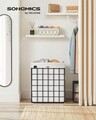 Cos de rufe, Songmics, 48 x 33 x 58 cm, 90 L, otel/policoton, alb/negru