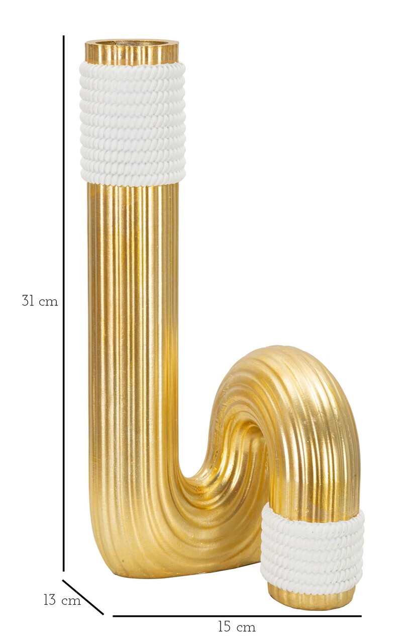 Vaza decorativa Bann Big, Mauro Ferretti, 15.3x13x30.5 cm, polirasina, auriu/alb