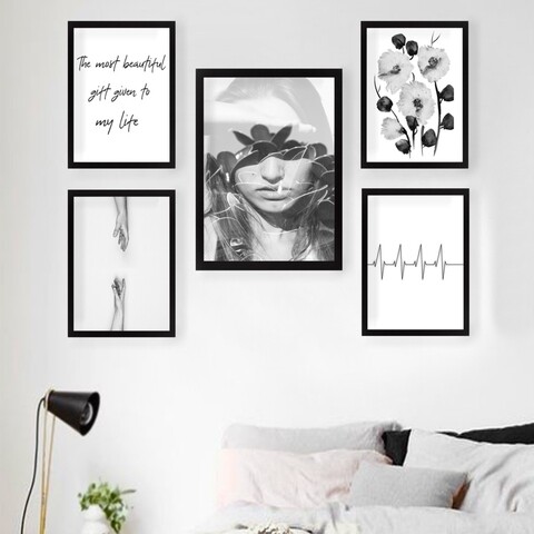 Set 5 tablouri decorative, SET_047, Lulu, 24×29 cm/34×44 cm, plastic Decoratiuni