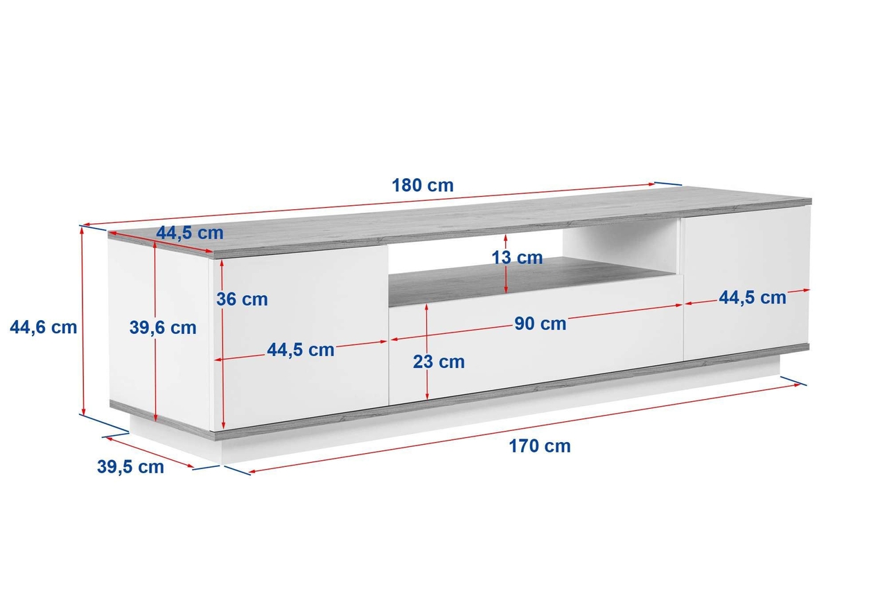 Comoda TV, Hanah Home, Veramont, 180x44.6x44.5 cm, Alb/Pin Atlantic - view 8