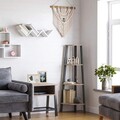 Biblioteca de colt Vasagle Ladder, 34x34x124.5 cm, PAL/otel, maro
