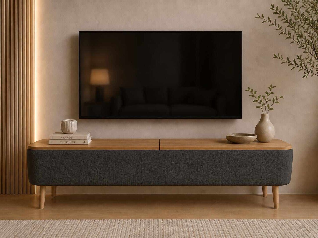 Comoda TV, Hanah Home, Sarven, 120x45x30 cm, Antracit