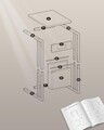 Masuta laterala C Shape, Vasagle, cu priza si porturi USB, 40x30x62 cm, PAL/otel, alb crem