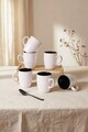 Set cani, Hermia, 275KRM2625, Dimensiune: 9 cm / 300 ml (6 bucăți), Alb mat / Negru