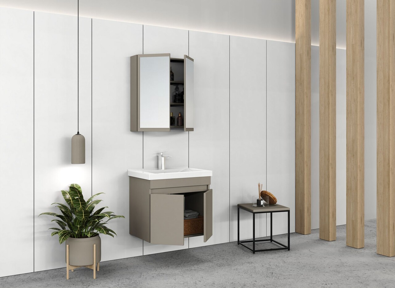 Set mobilier de baie (2 piese), Hanah Home, Foresta 65, Latte - view 4