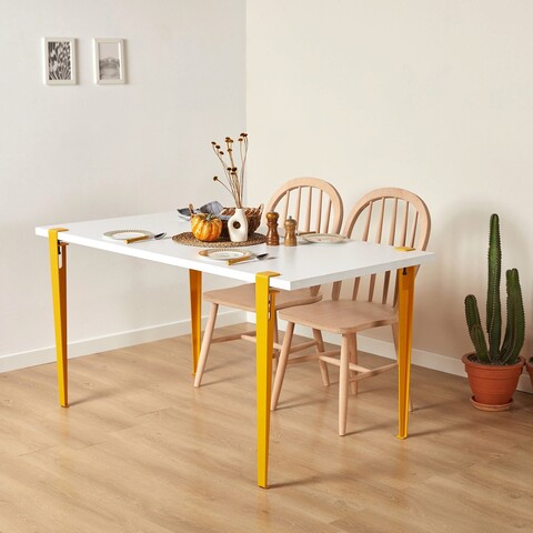 Masa, Logg, Eurotas, 120x75x60 cm, Alb / Galben Logg