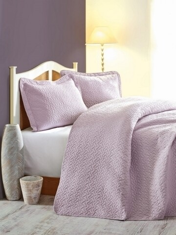 Set cuvertura + fata de perna, 100% Poliester, Cotton Box, Daily, Lila