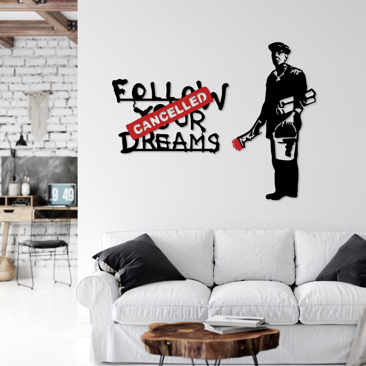 Decoratiune de perete, Banksy Metal 06, (Grosime: 1,5 mm), Alb/Rosu - view 3