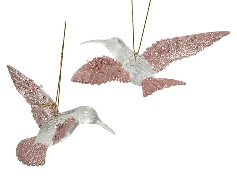 Glob Hummingbird, Decoris, 9x11x7.5 cm/10.5x14x5 cm, plastic, roz