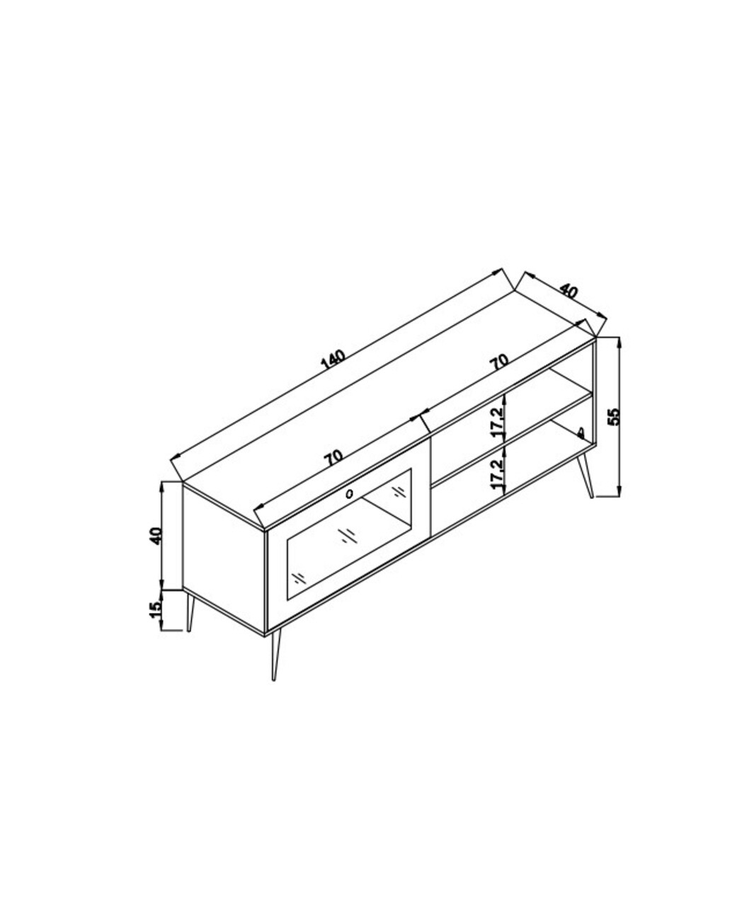 Comoda TV, Wolina, Hazeran 140, 138x55x41 cm, PAL, Stejar