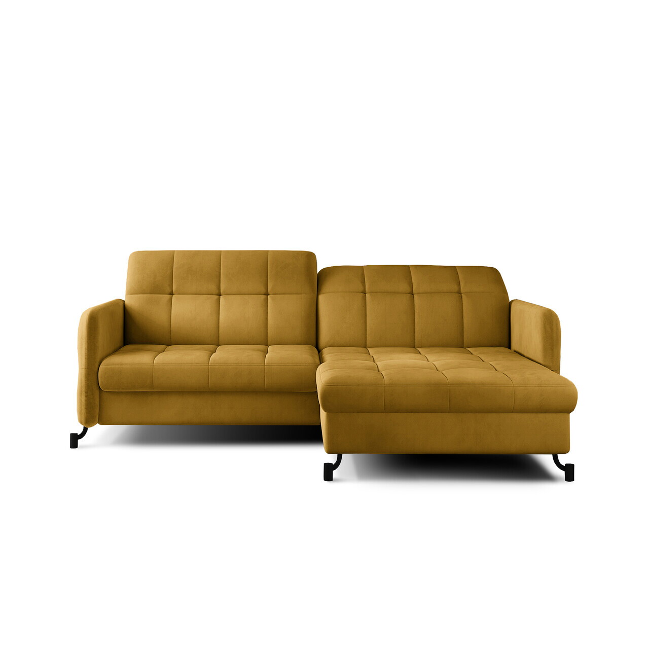Set coltar extensibil dreapta 3 locuri si taburet ELTAP, Lor_PP_06, Lorelle, 225x160x105 cm / 100x70x45 cm, lemn/poliester, mustar - view 2
