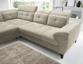 Coltar extensibil stanga 5 locuri ELTAP, LT-18AU, Inferne, 297x210x107 cm, lemn/poliester, bej deschis