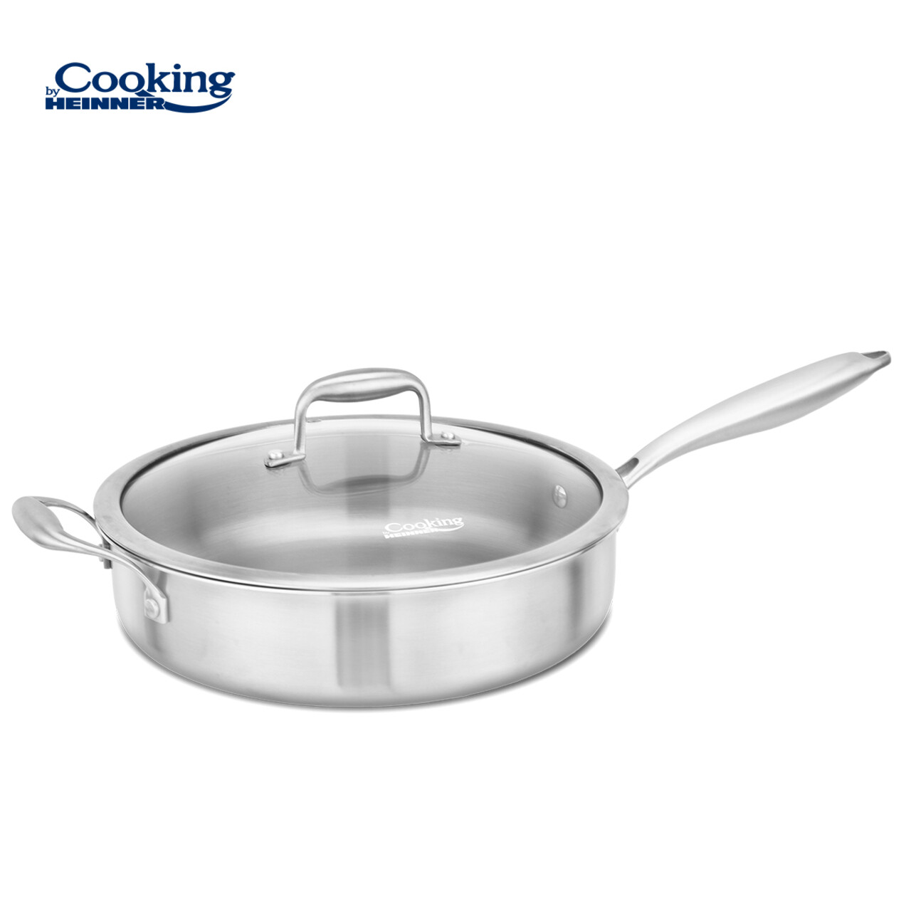 Tigaie adanca cu capac Atomic3, Cooking by Heinner, 28x7.5 cm, 4.2 L, inox/sticla, argintiu - imagine 2