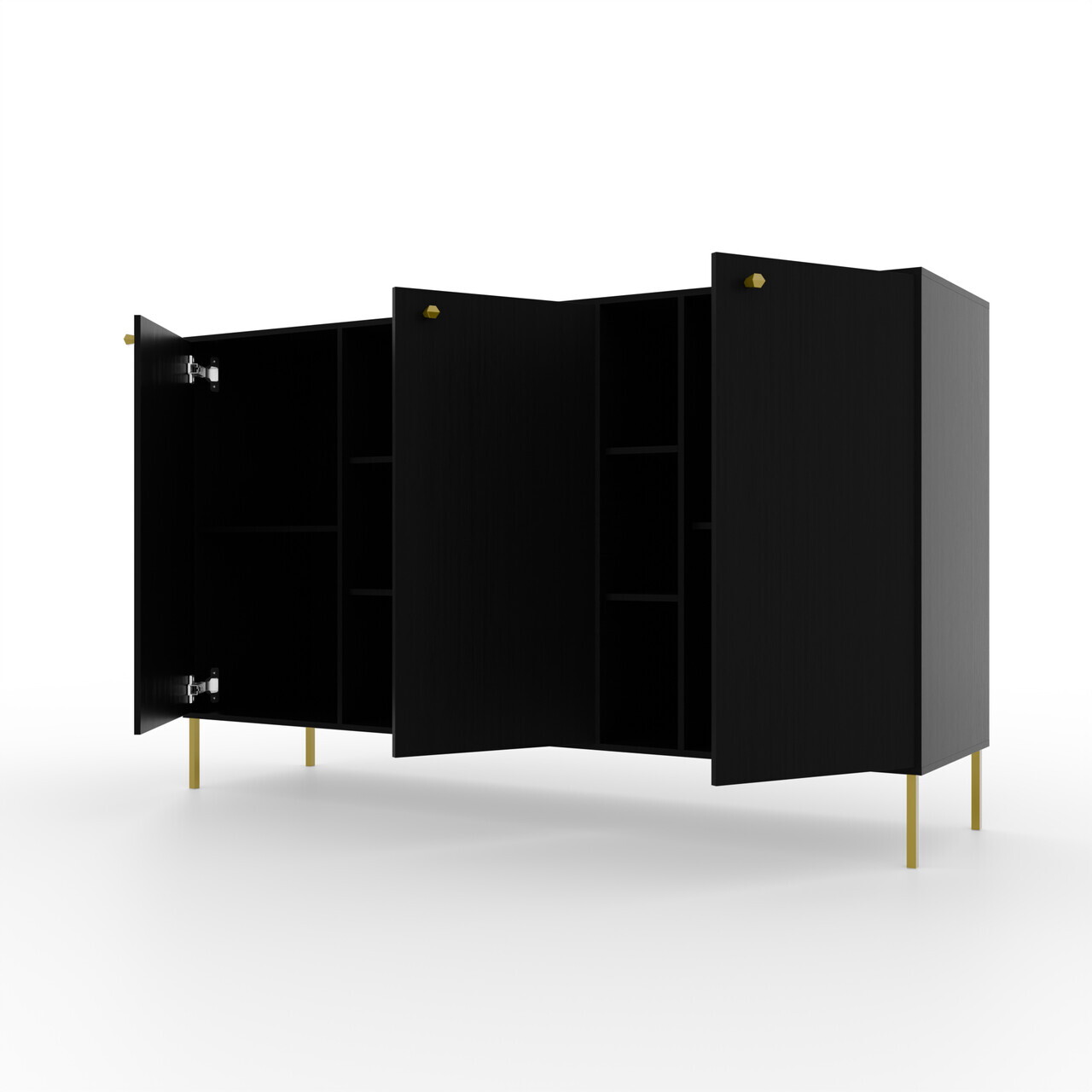 Comoda ADRK, Tili 3D 6P, 157.7x40.8x95 cm, PAL laminat, negru — imaginea 4