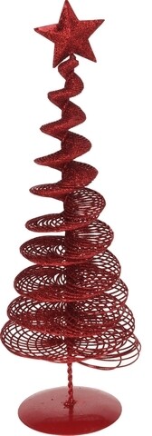 Decoratiune Xmas Tree Spiral, 12x12x36 cm, metal, rosu